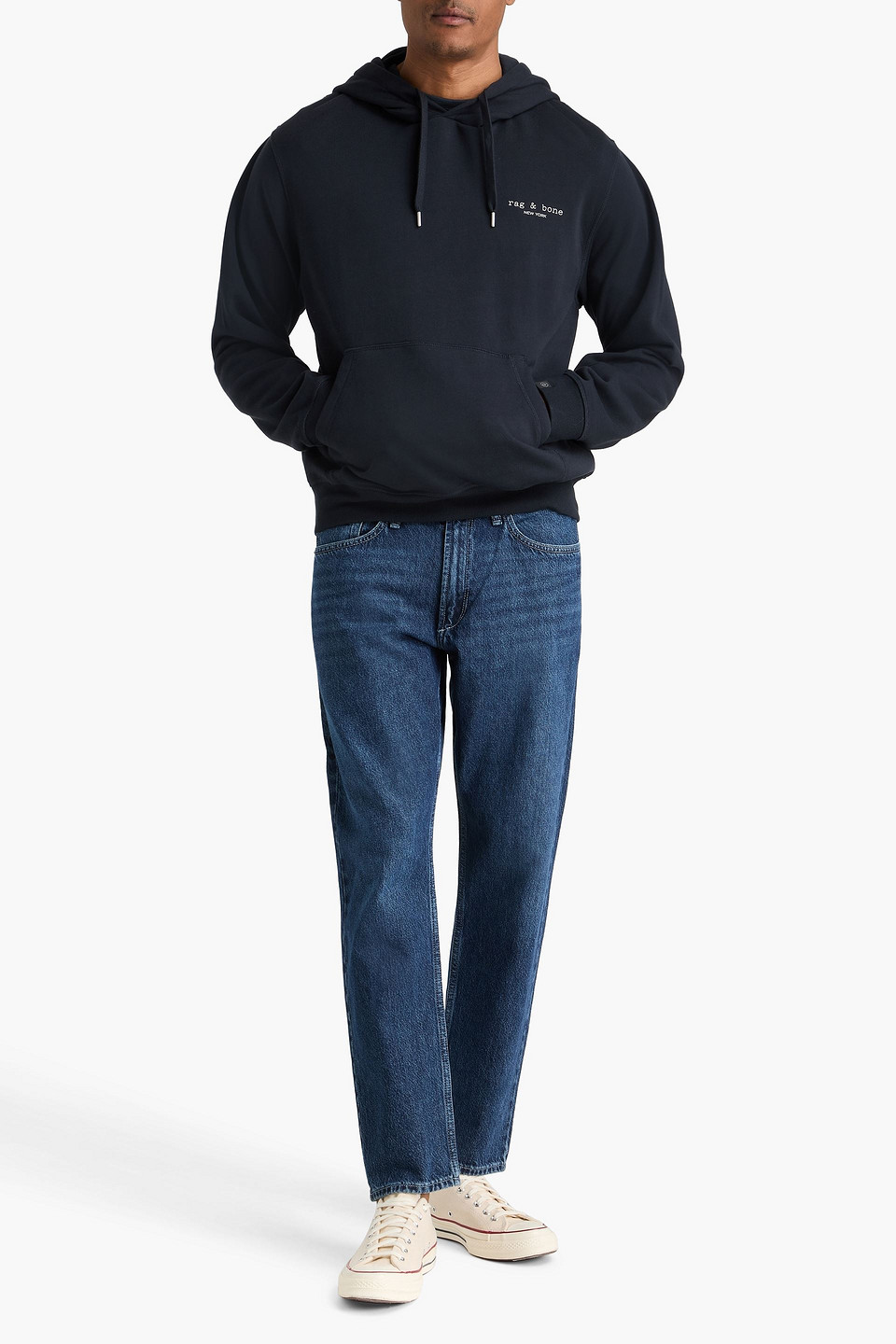  Rag & Bone - Hoodie „massey“ Aus Baumwollfrottee Mit Print - Blau - Xs 