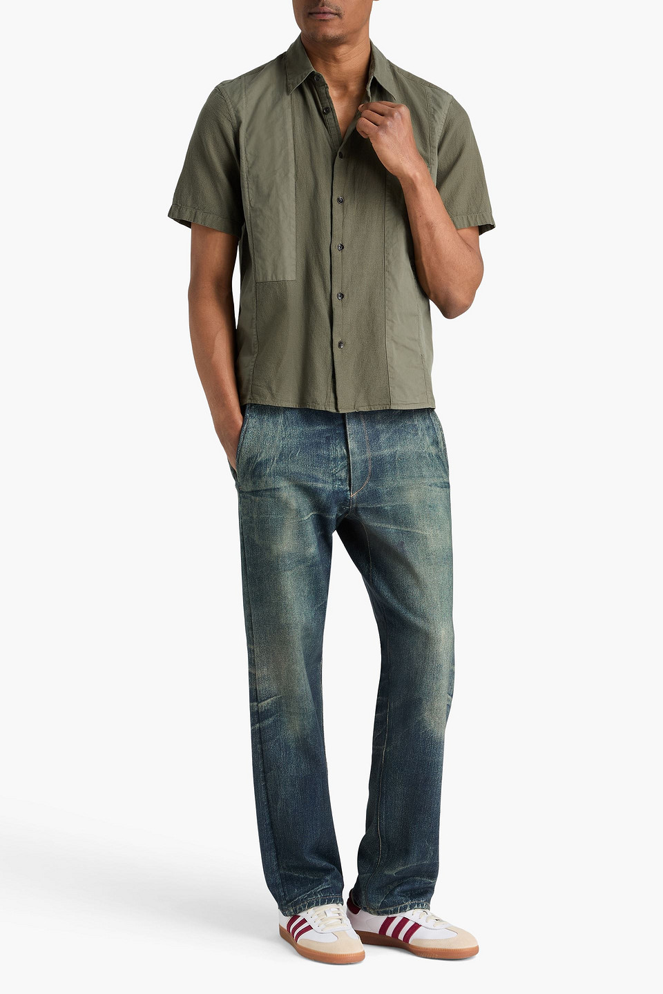  Rag & Bone - Hemd „dalton“ Aus Twill Aus Einer Baumwoll-lyocellmischung In Patchwork-optik - Grün - S 