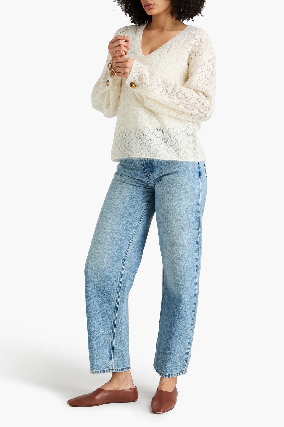  By Malene Birger - Pullover „cimone“ Aus Einer Wollmischung In Pointelle-strick - Weiß - S 
