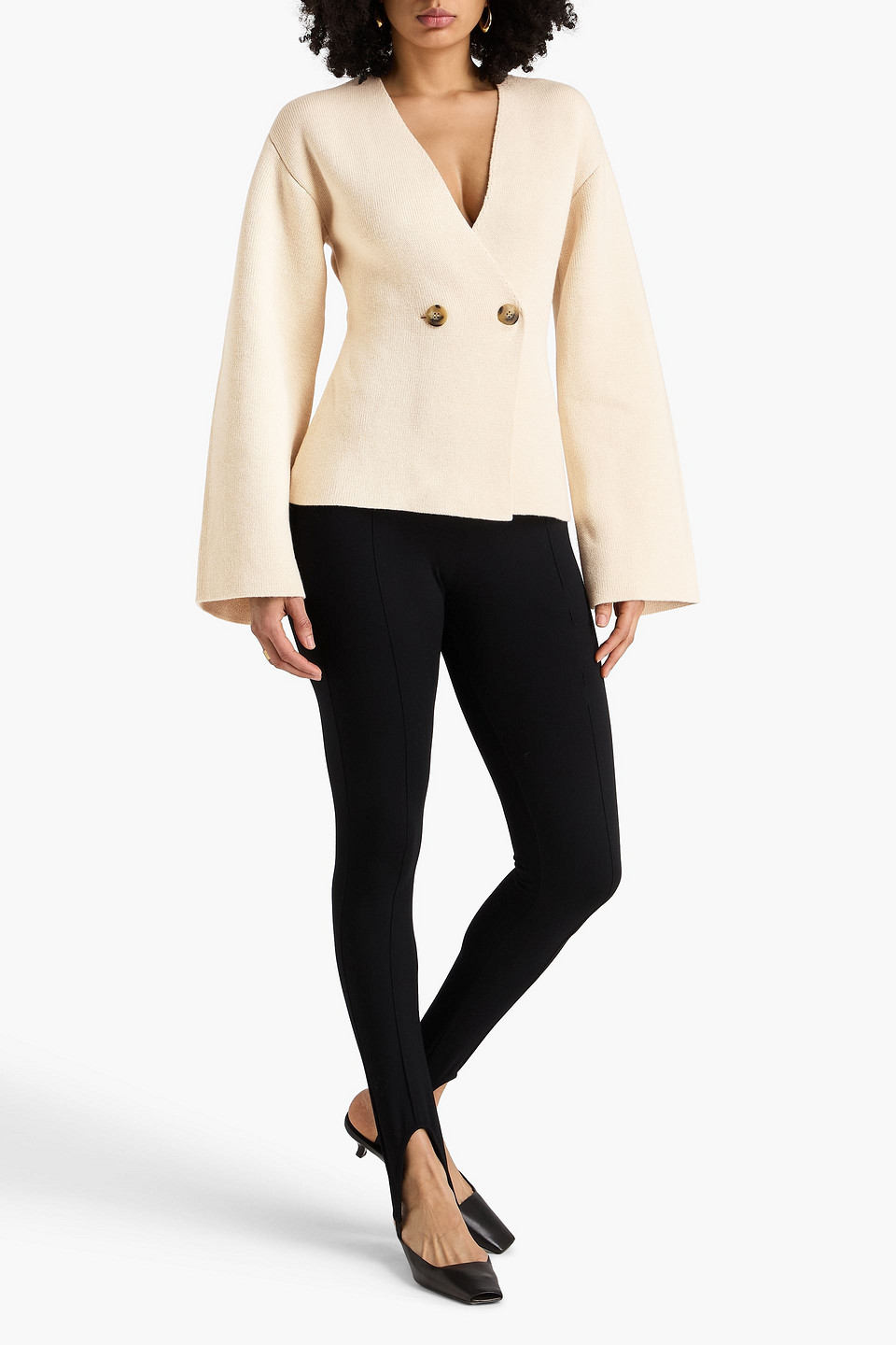  By Malene Birger - Doppelreihiger Cardigan „tinley“ Aus Einer Wollmischung Mit Schößchen - Weiß - Xs 