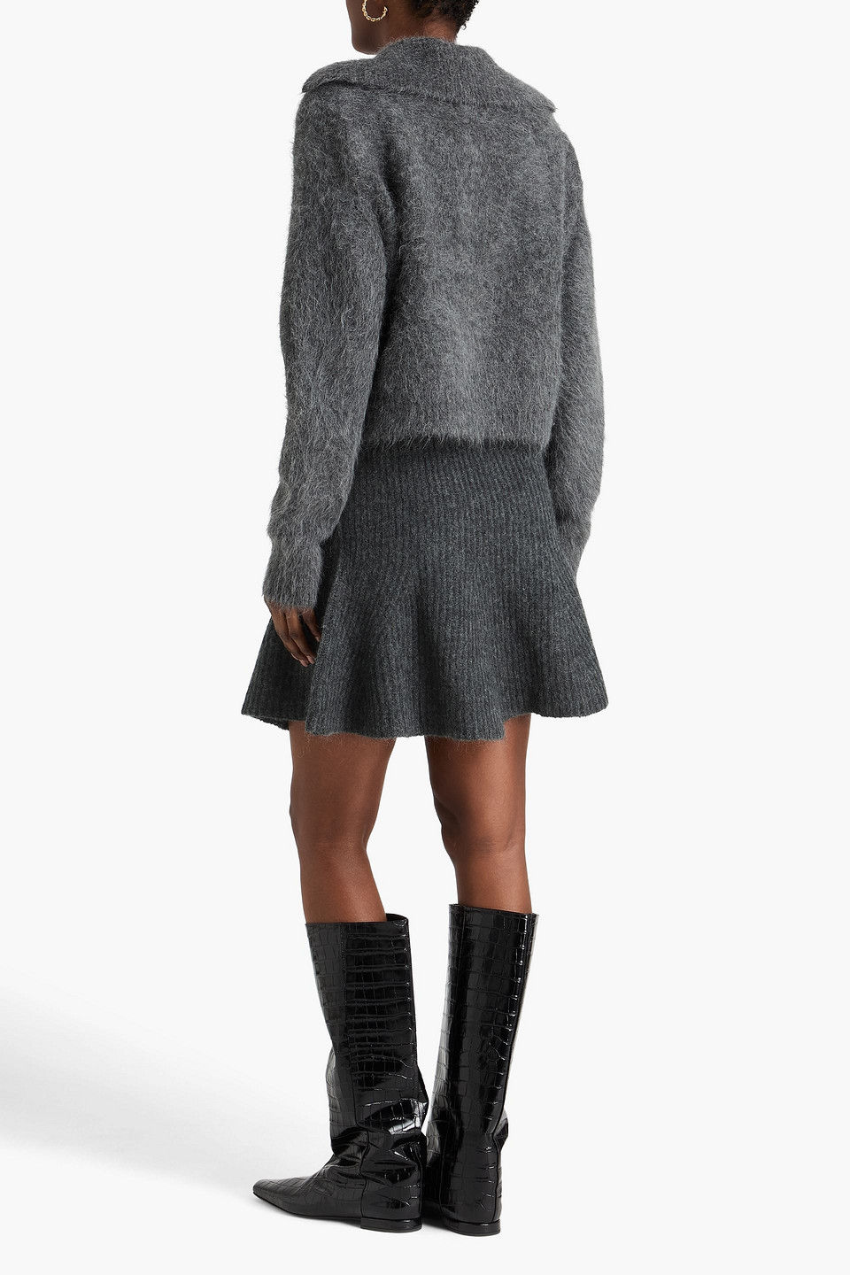  By Malene Birger - Ausgestellter Minirock Aus Rippstrick - Grau - L 