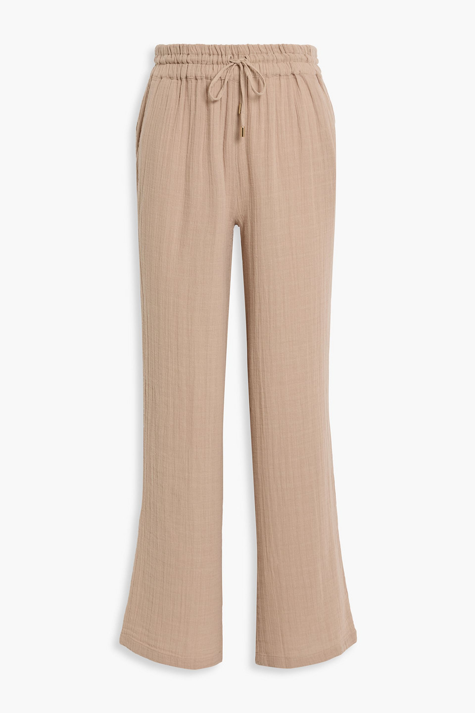 Melissa Odabash Krissy Crinkled-cotton Straight-leg Pants In Brown