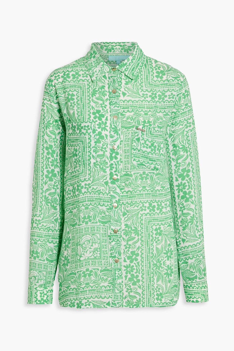 Melissa Odabash Millie Printed Voile Shirt In Green