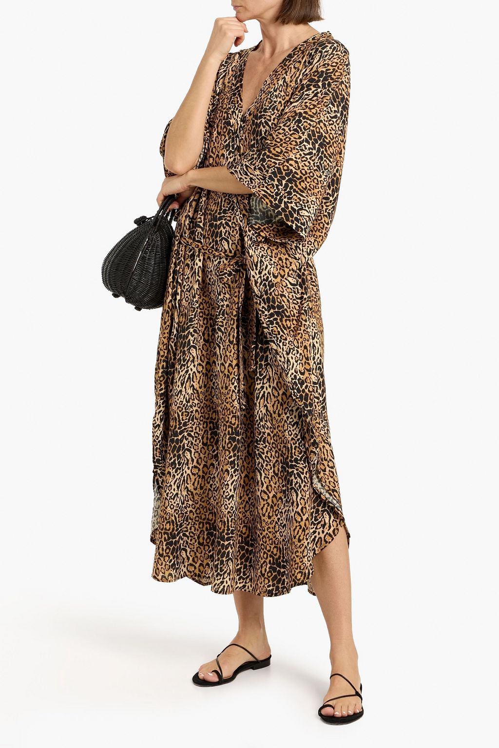 MELISSA ODABASH Bonnie leopard-print voile kaftan | THE OUTNET