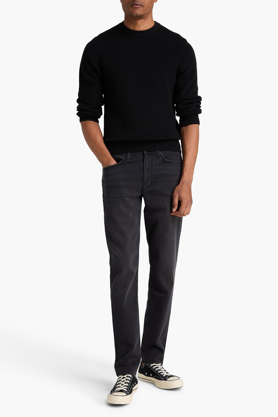  Rag & Bone - Gerippter Pullover „curtis“ Aus Baumwolle - Schwarz - S 