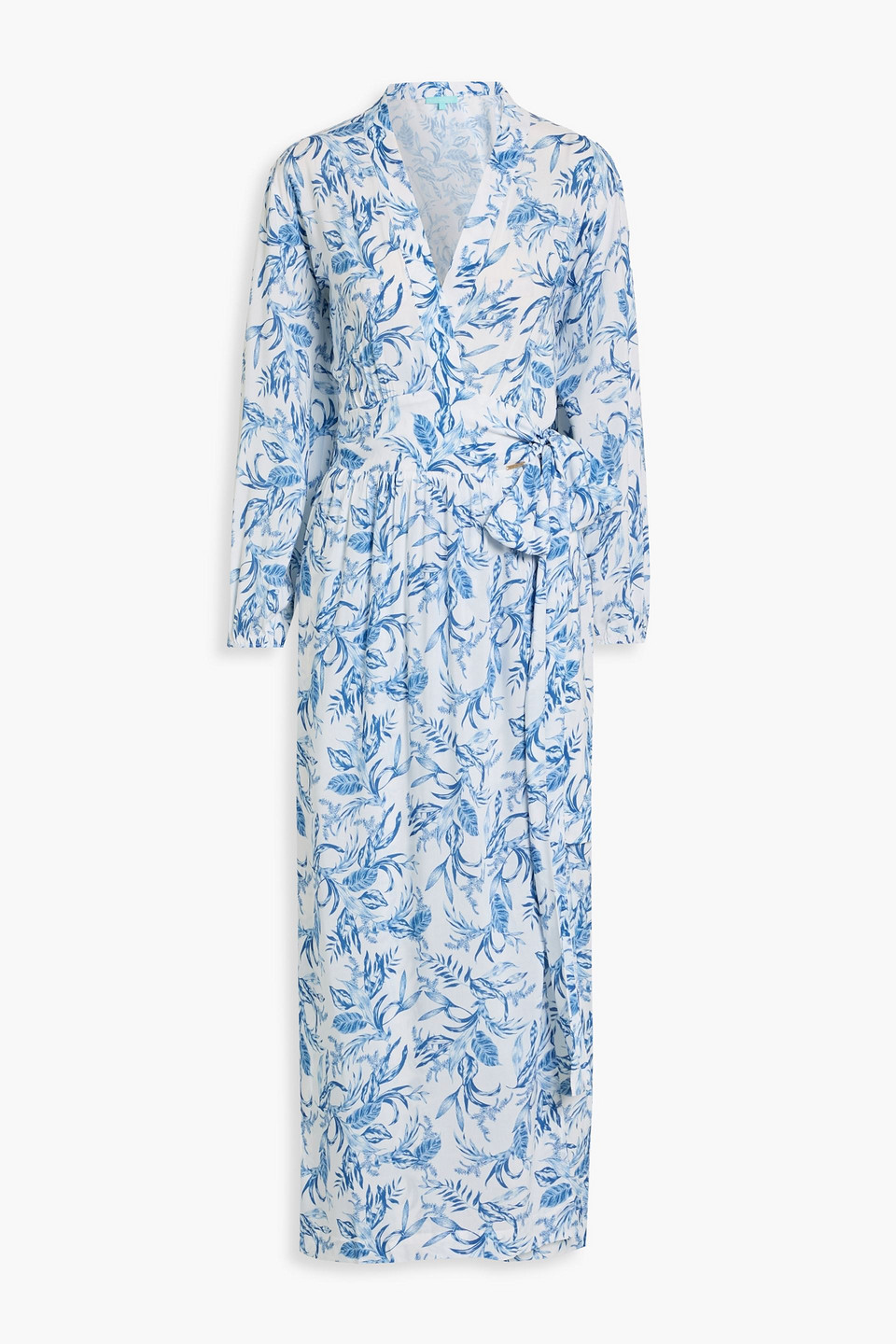 melissa odabash - rachel printed voile maxi wrap dress - blue - s