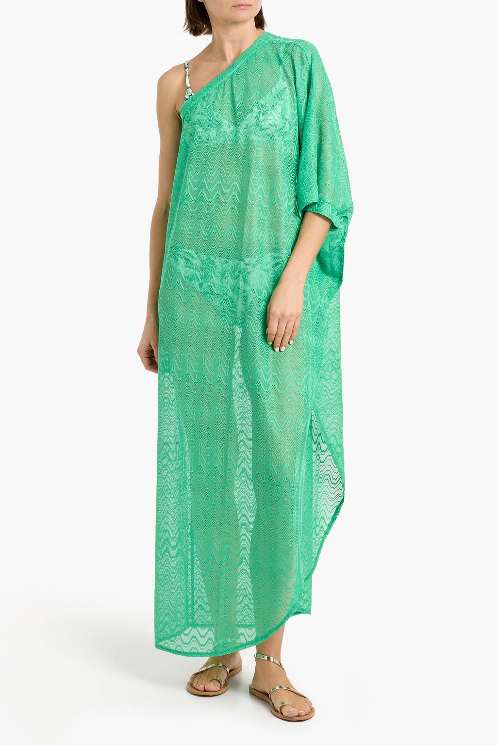 MELISSA ODABASH Savannah one-shoulder crochet-knit kaftan | THE OUTNET