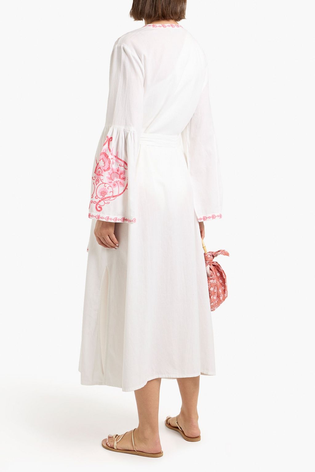 Romilly embroidered cotton and linen-blend kaftan - white - XL