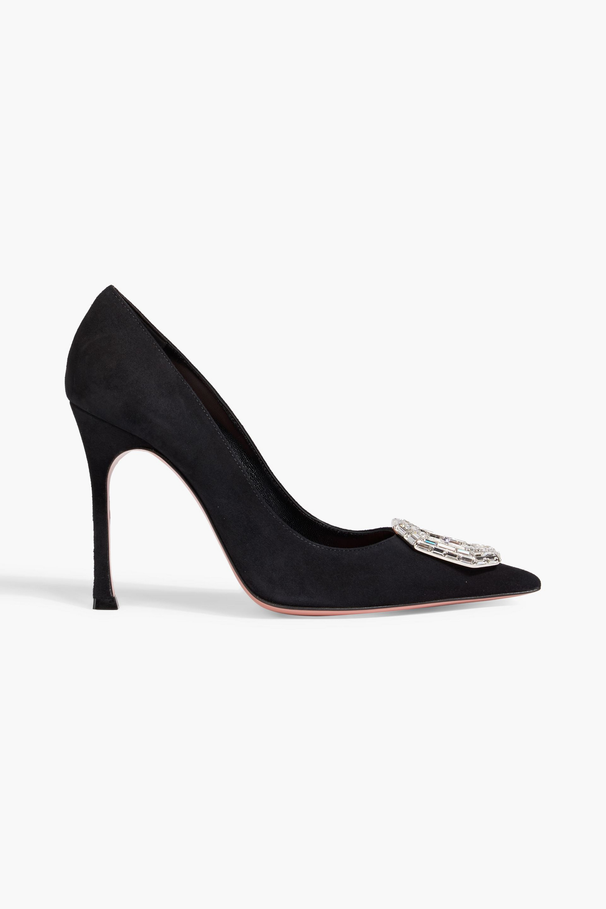 AMINA MUADDI Camelia 105 crystal-embellished suede pumps