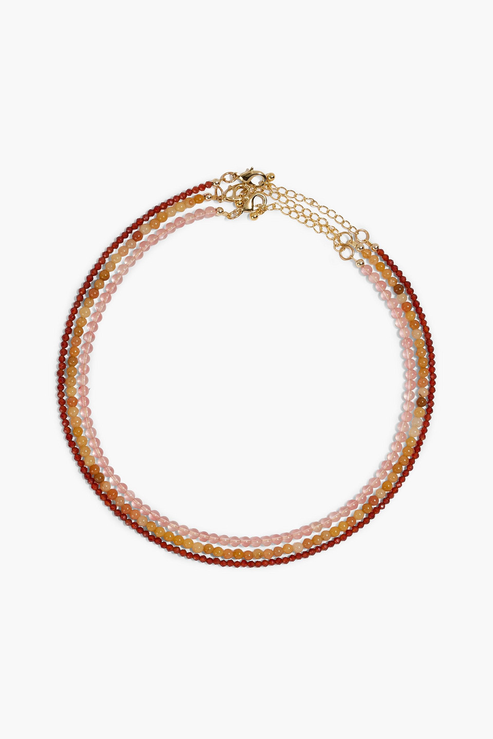 Jennifer Behr Set Of Three Gold-tone Bead Necklaces In Burgundy