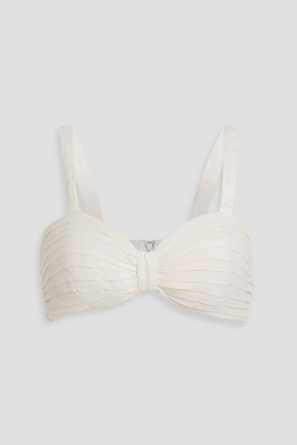 Ronny Kobo Pintucked Linen Bra Top In White