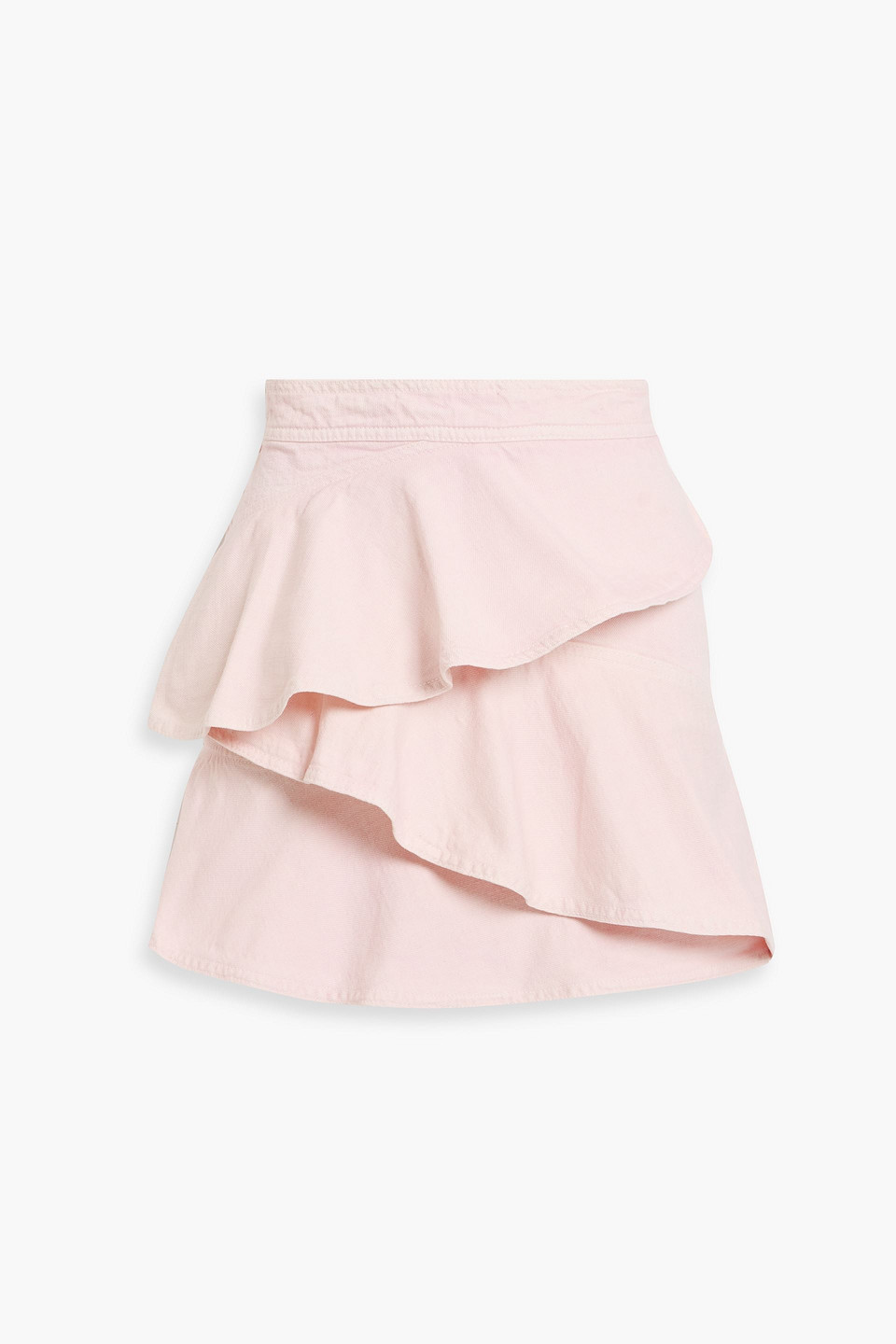 marant étoile - ruffled denim mini skirt - pink - fr 36