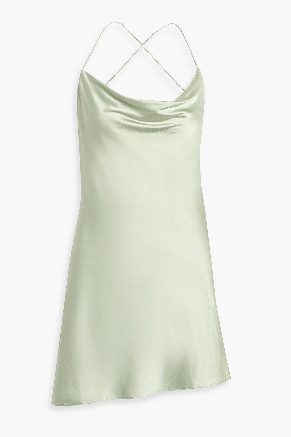 alice olivia - draped satin mini slip dress - green - us 8