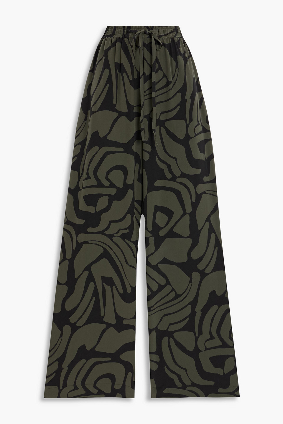 Matteau Printed Silk Wide-leg Pants In Green