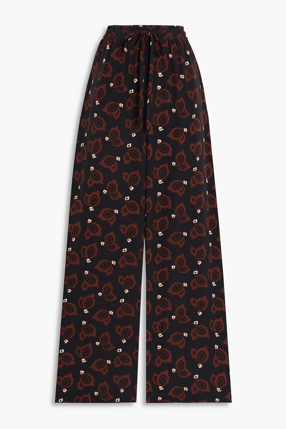 Matteau Printed Silk Wide-leg Pants In Brown