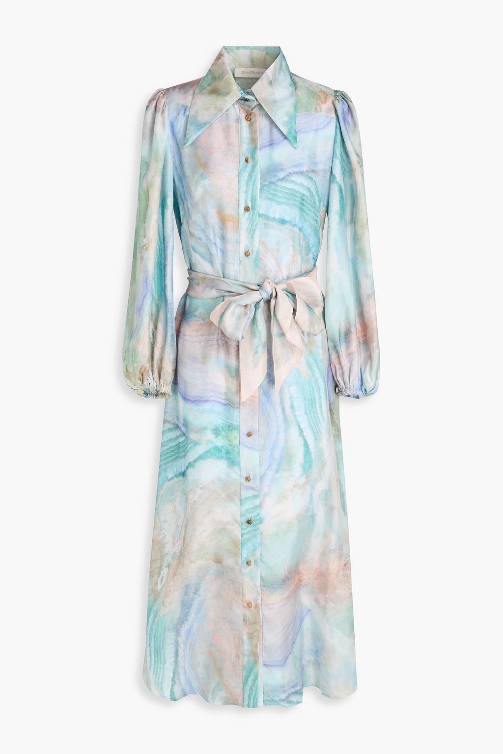 ZIMMERMANN Printed silk-twill midi shirt dress | THE OUTNET