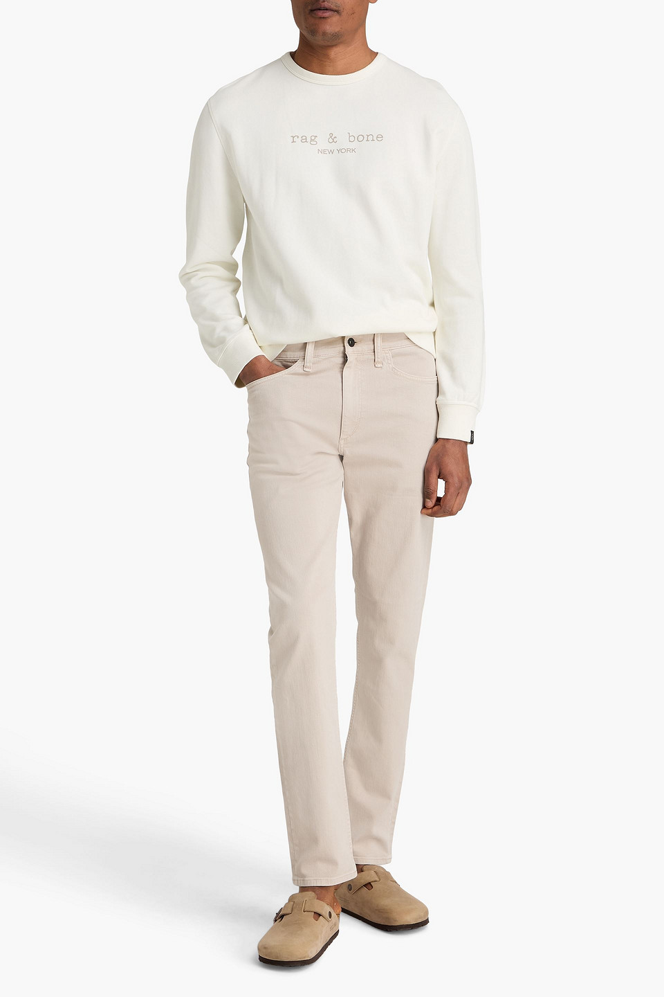  Rag & Bone - Sweatshirt „massey“ Aus Baumwollfrottee Mit Logoprint - Weiß - S 