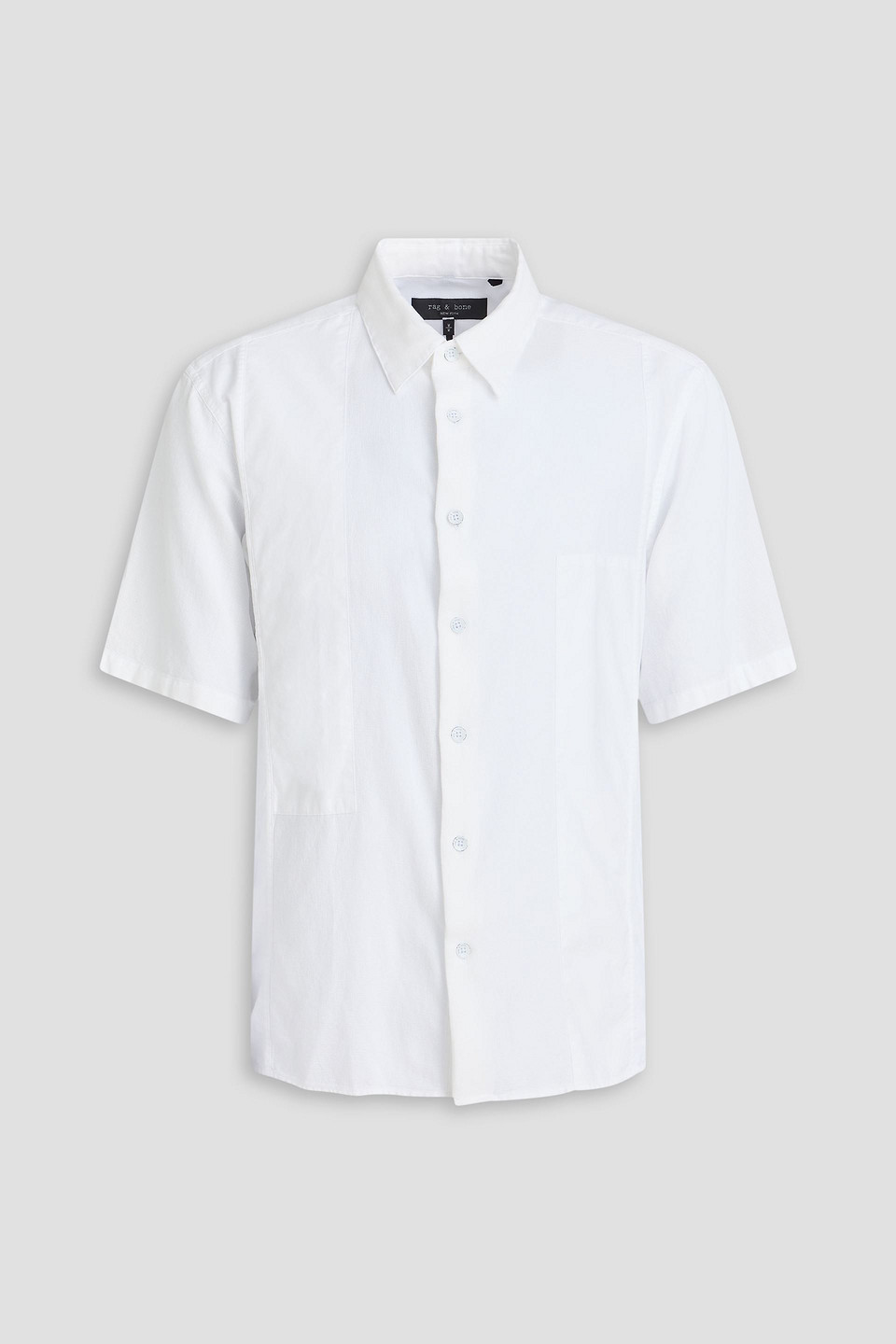 rag & bone - dalton patchwork cotton and lyocell-blend twill shirt - white - s