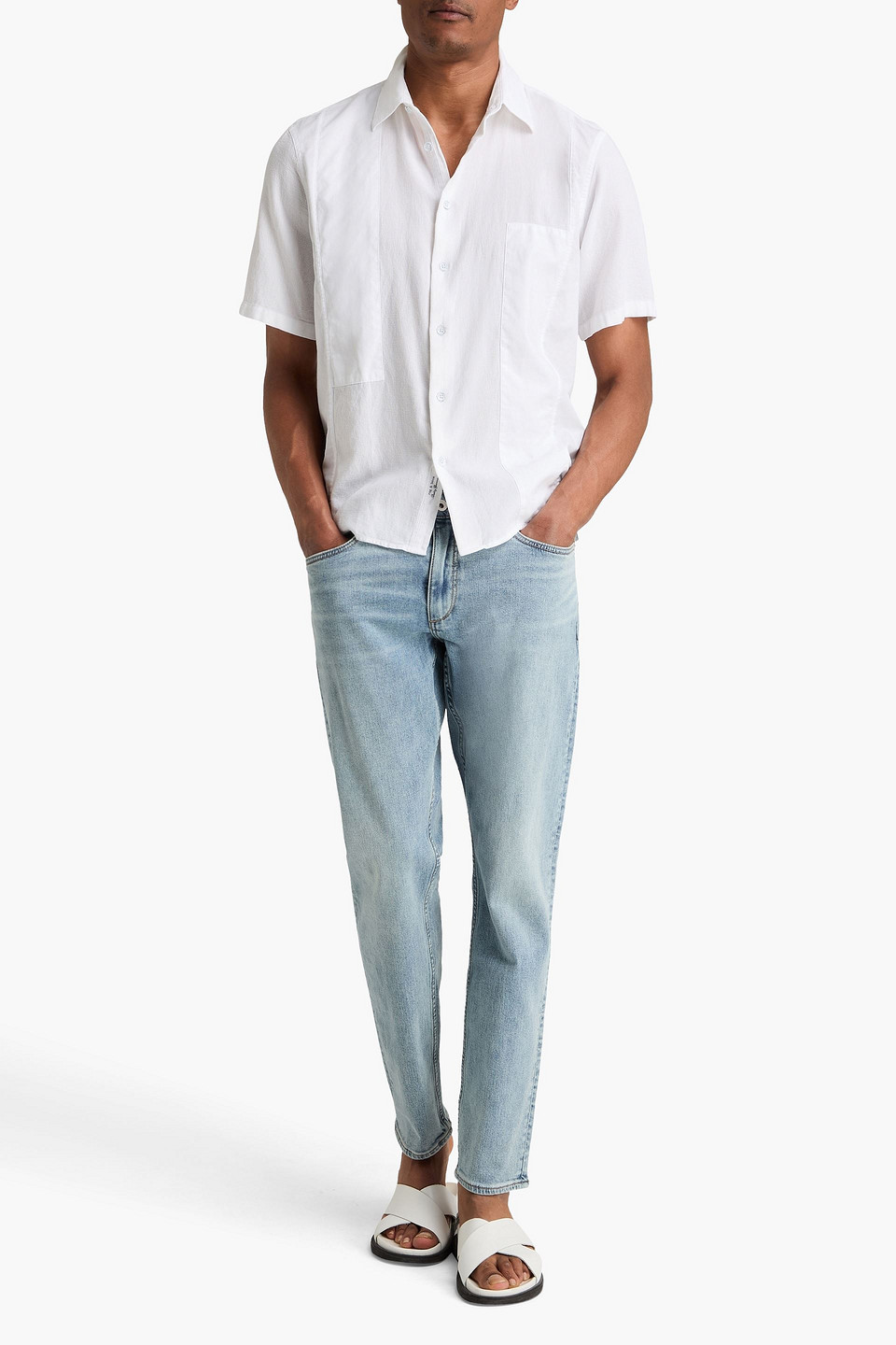  Rag & Bone - Hemd „dalton“ Aus Twill Aus Einer Baumwoll-lyocellmischung In Patchwork-optik - Weiß - S 