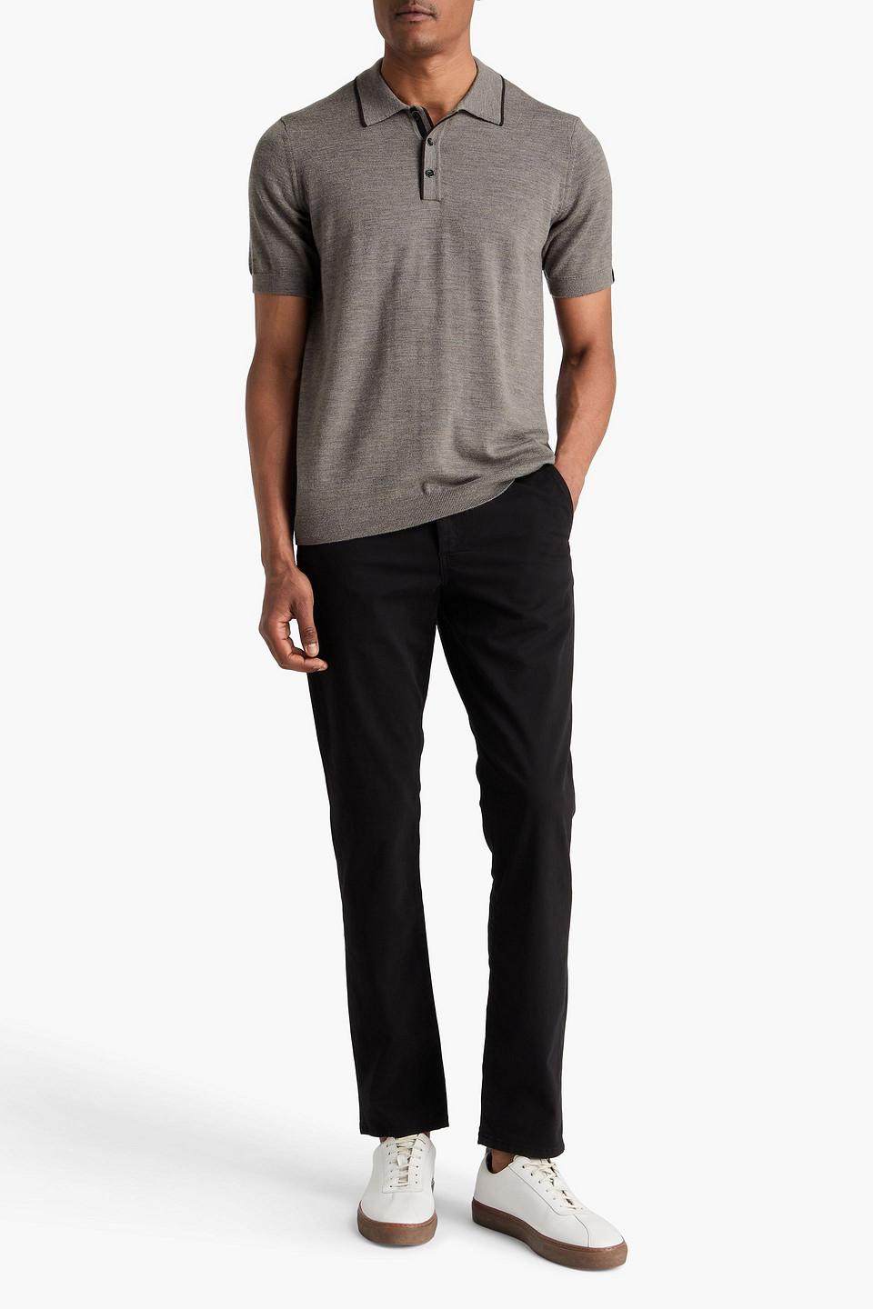  Rag & Bone - Poloshirt „crawford“ Aus Einer Woll-kaschmirmischung - Neutral - M 