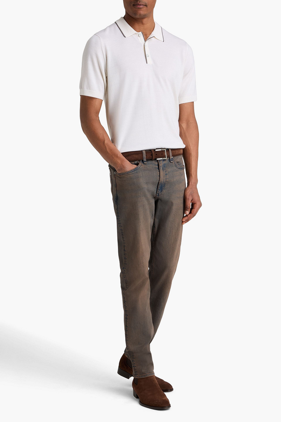  Rag & Bone - Poloshirt „crawford“ Aus Einer Woll-kaschmirmischung - Weiß - M 