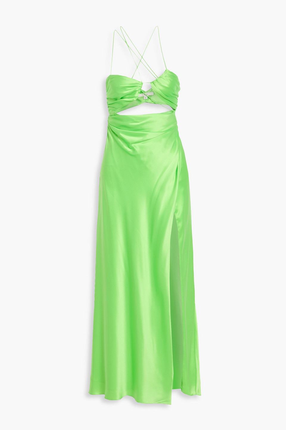 The Sei Cutout Silk-satin Midi Dress In Green
