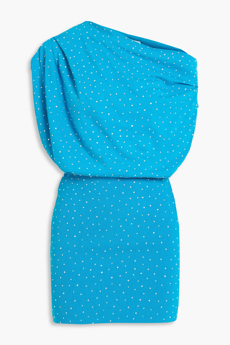 The Sei Draped Crystal-embellished Cotton Mini Dress In Blue