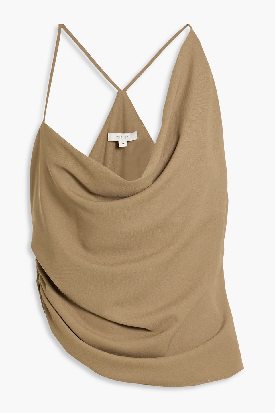 the sei - asymmetric draped crepe top - brown - us 2