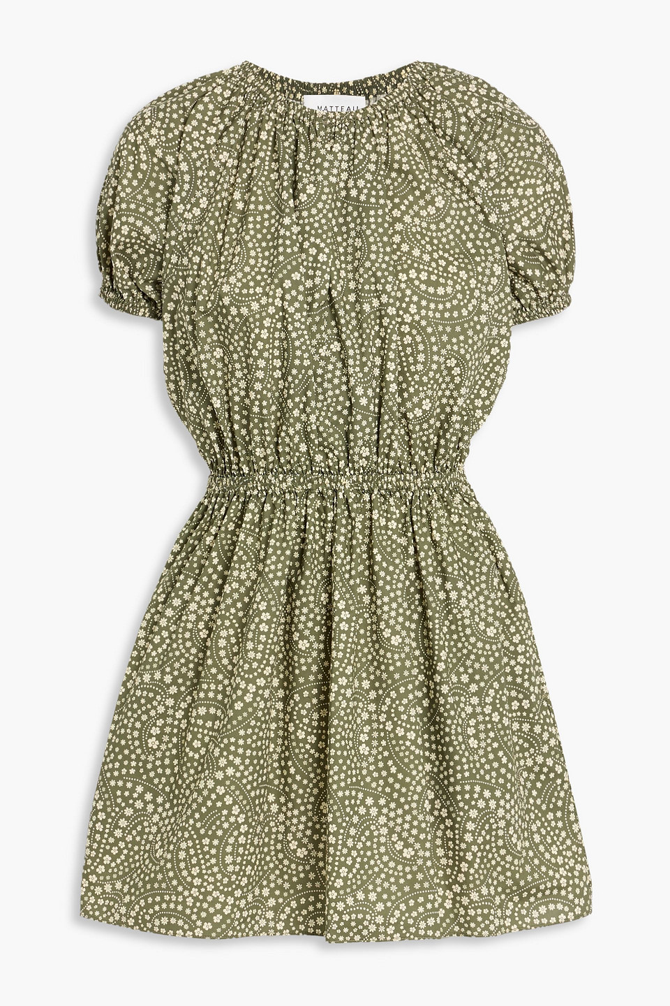 Matteau Floral-print Cotton-poplin Mini Dress In Green