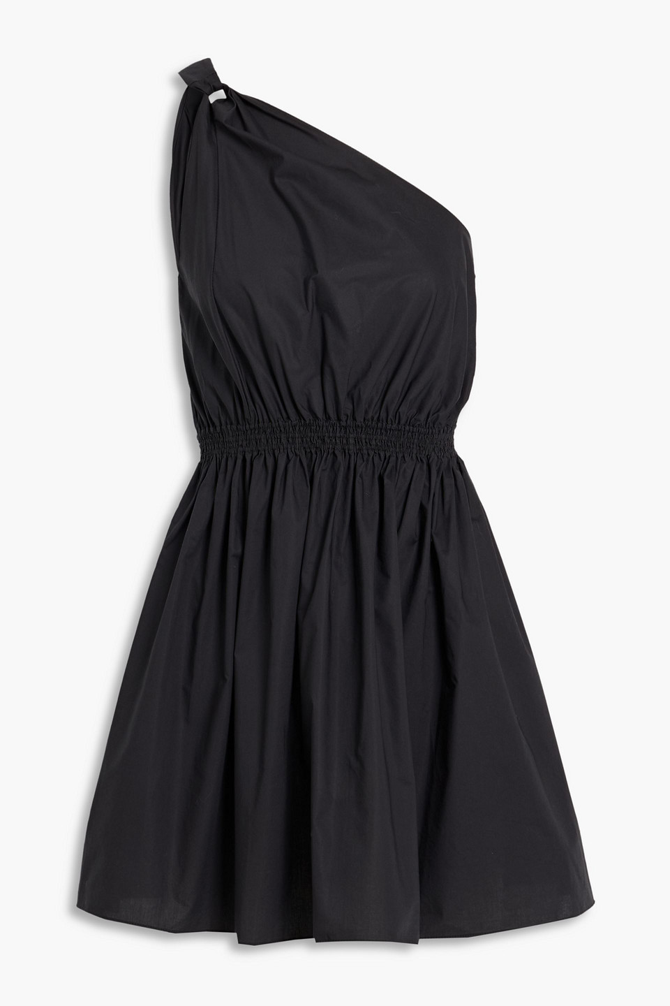 Matteau One-shoulder Cotton-poplin Mini Dress In Black