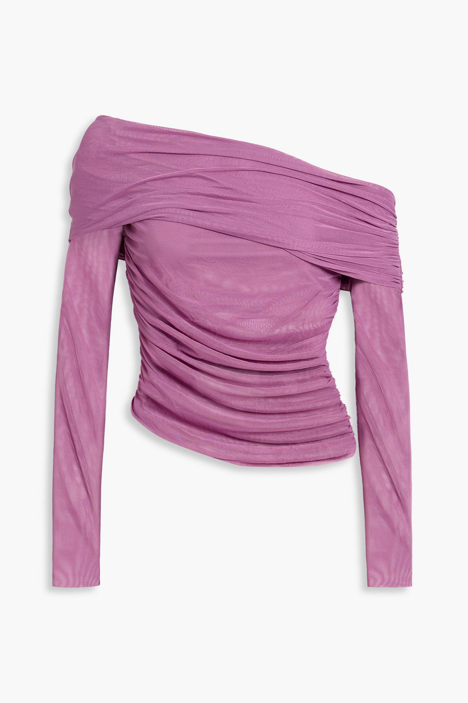 The Sei One-shoulder Stretch-mesh Top In Pink