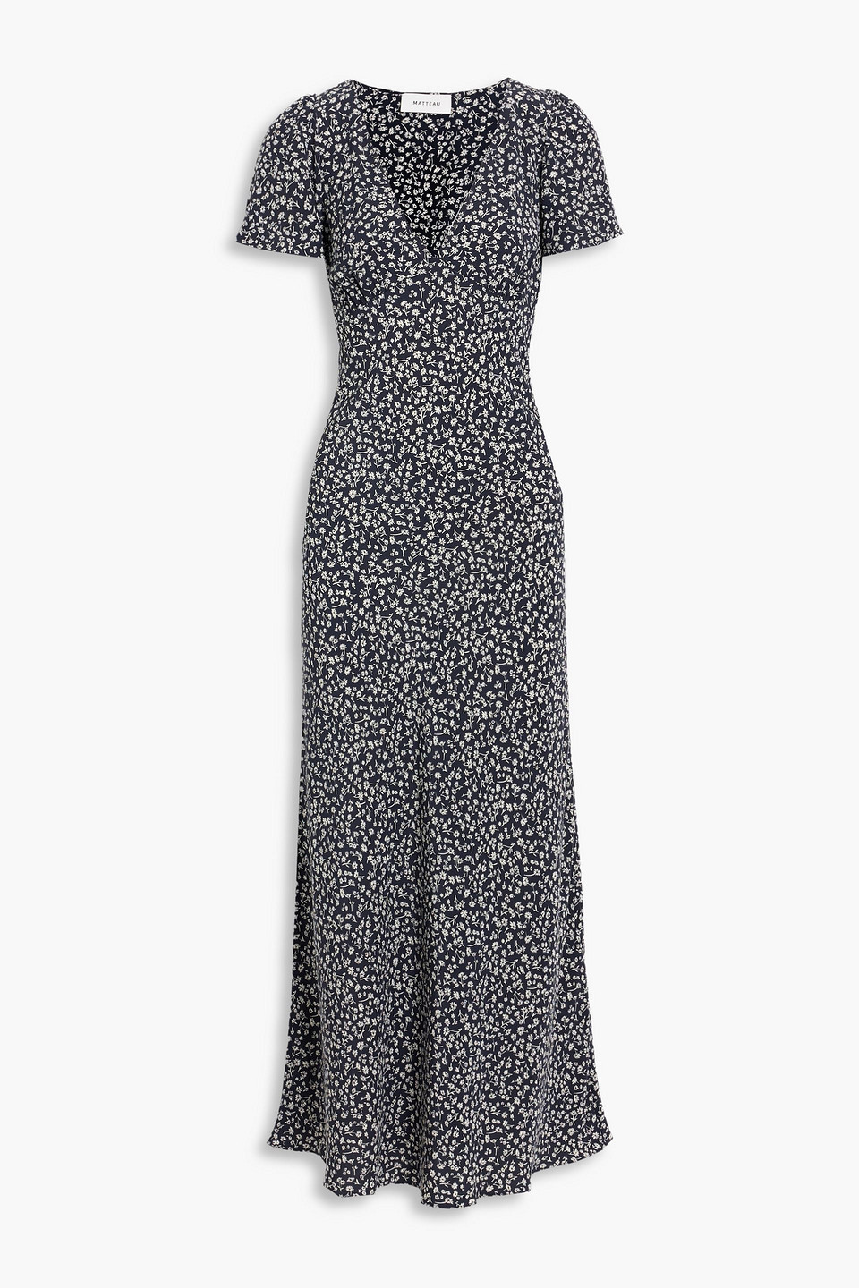 Matteau Floral-print Silk Maxi Dress In Blue