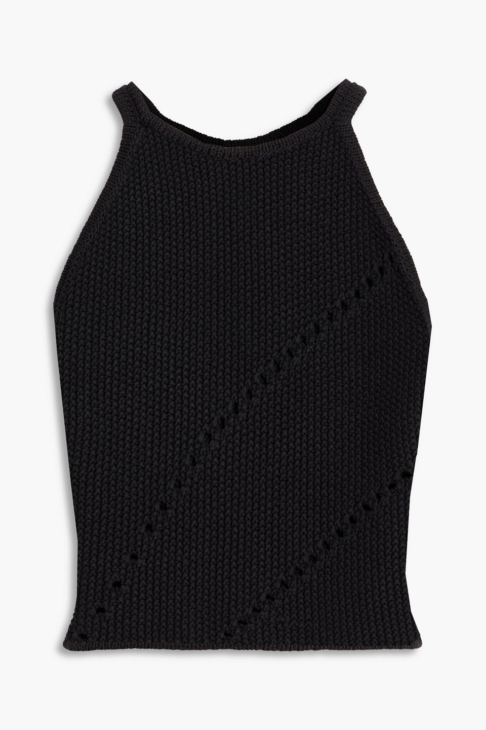 The Sei Crocheted Cotton-blend Top In Black