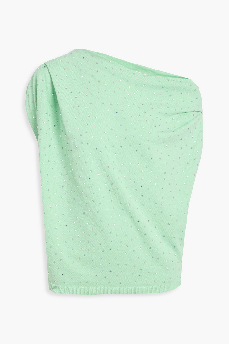 The Sei Draped Crystal-embellished Cotton Top In Green