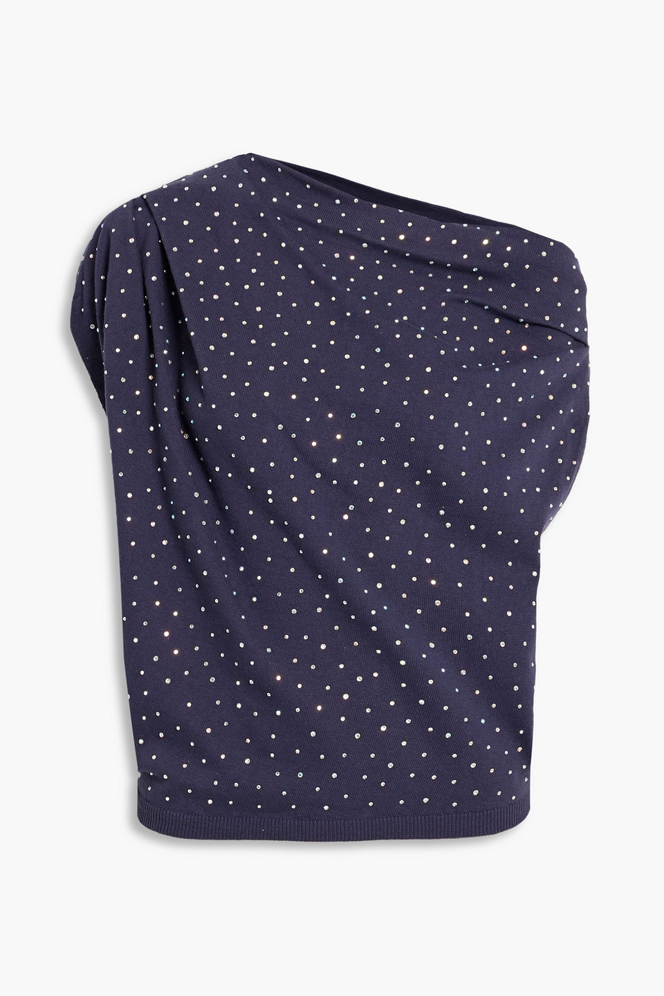 The Sei Draped Crystal-embellished Cotton Top In Blue