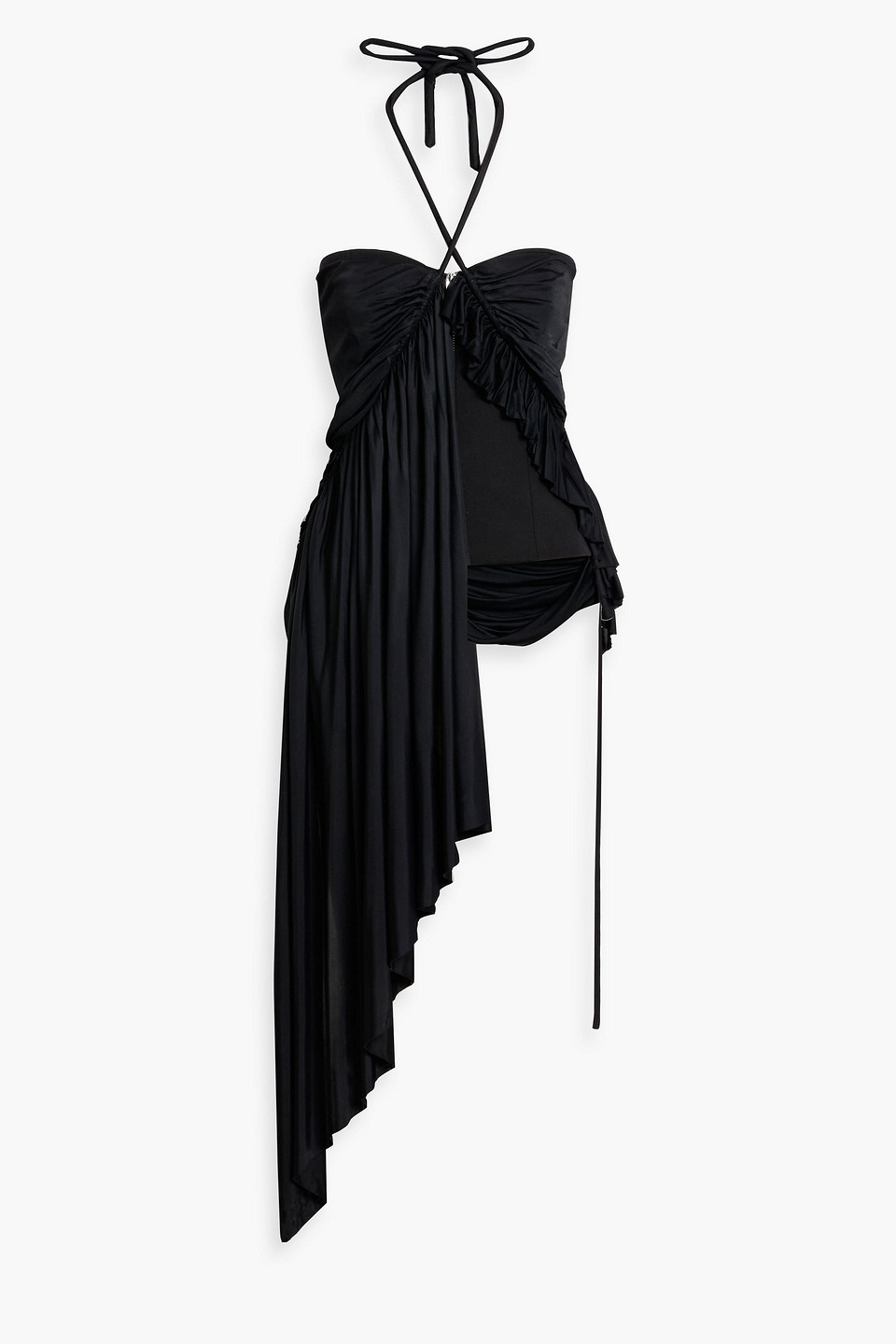 proenza schouler - layered stretch-jersey and crepe halterneck top - black - us 4