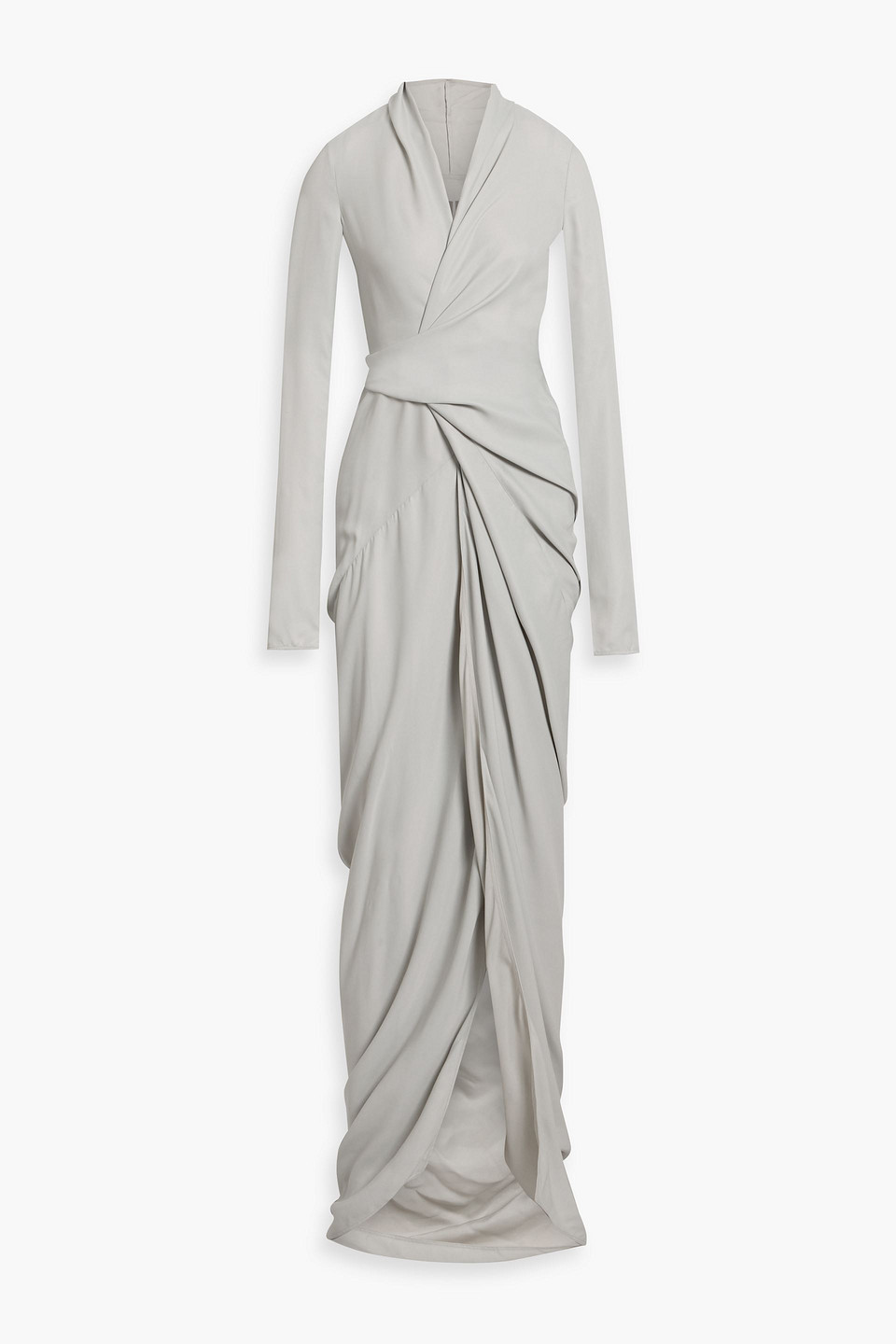 Rick Owens Draped Cupro-satin Wrap Gown In Blue