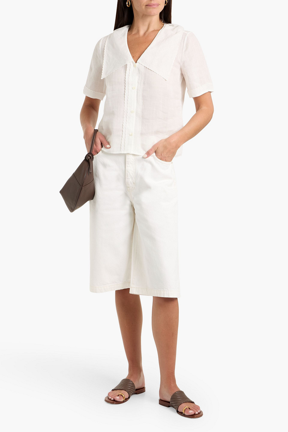 Frame Denim Shorts In White