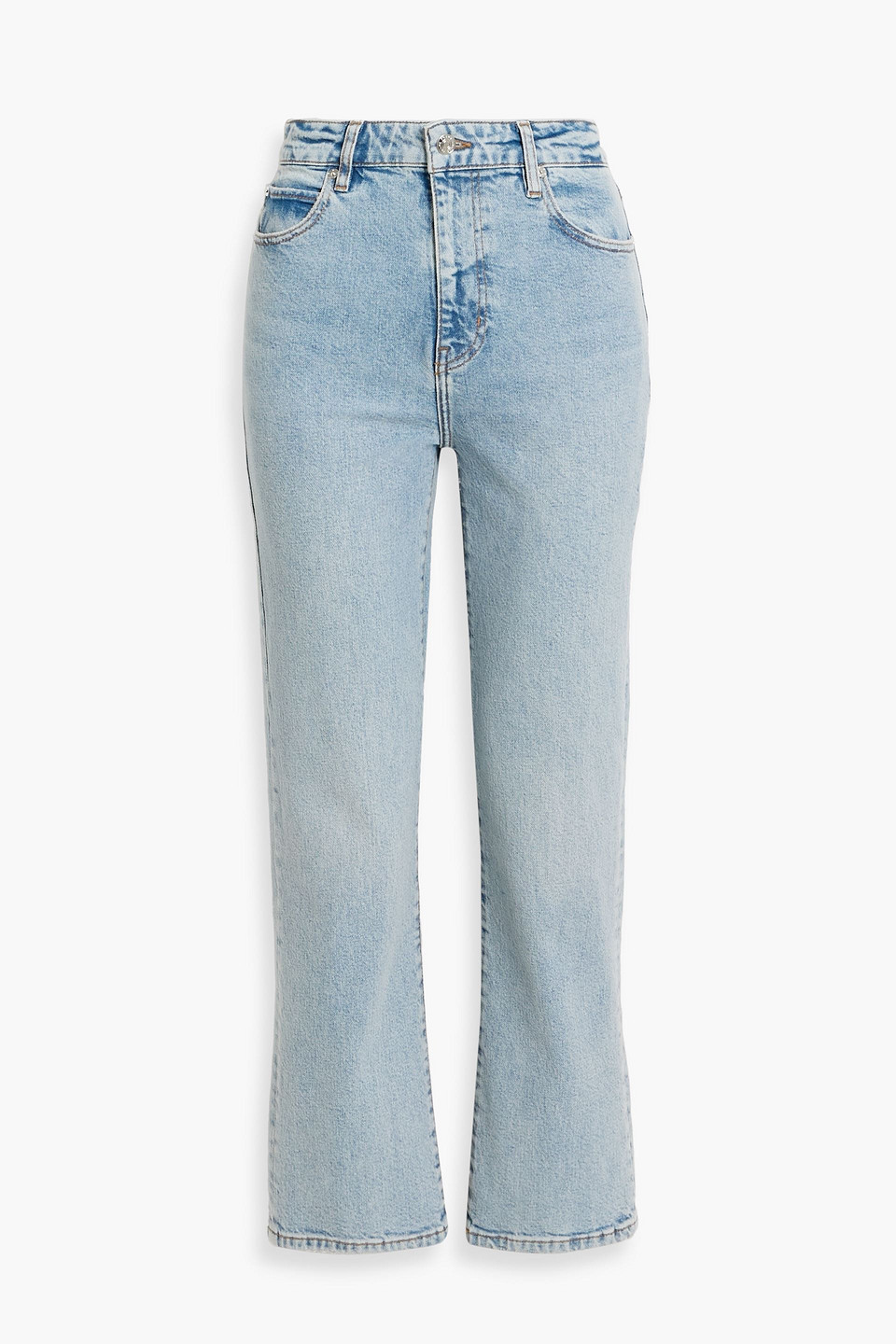 Frame The Ruler Crop High-rise Straight-leg Jeans In Blue