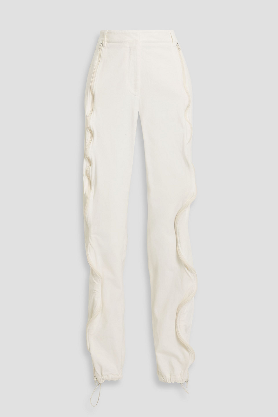 Stella Mccartney Zip-detailed Cotton-blend Twill Tapered Pants In White