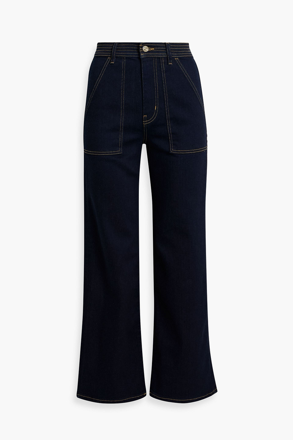 frame - the trapunto high-rise straight-leg jeans - blue - 24