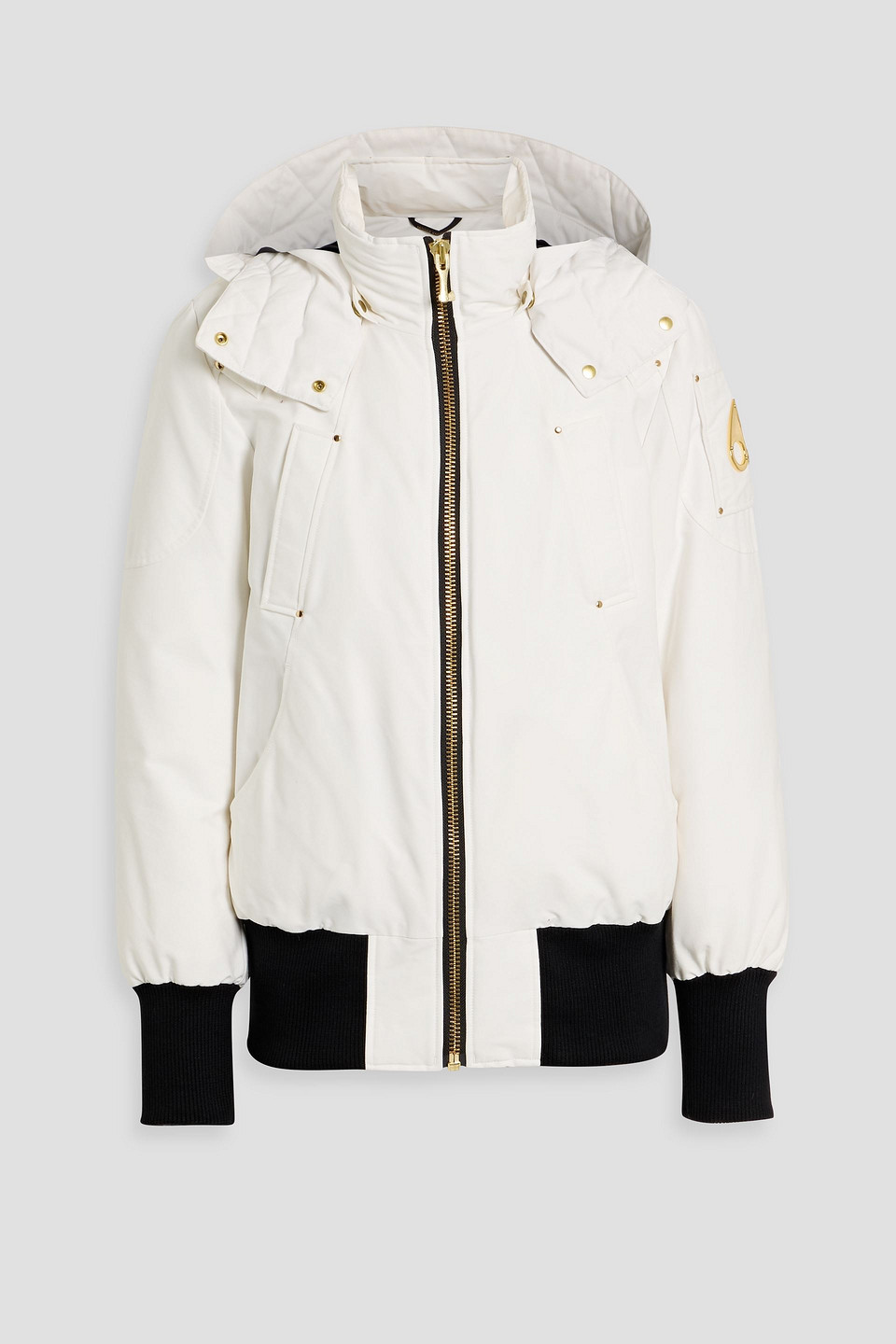 Moose Knuckles Cotton-blend Faille Hooded Down Coat In White