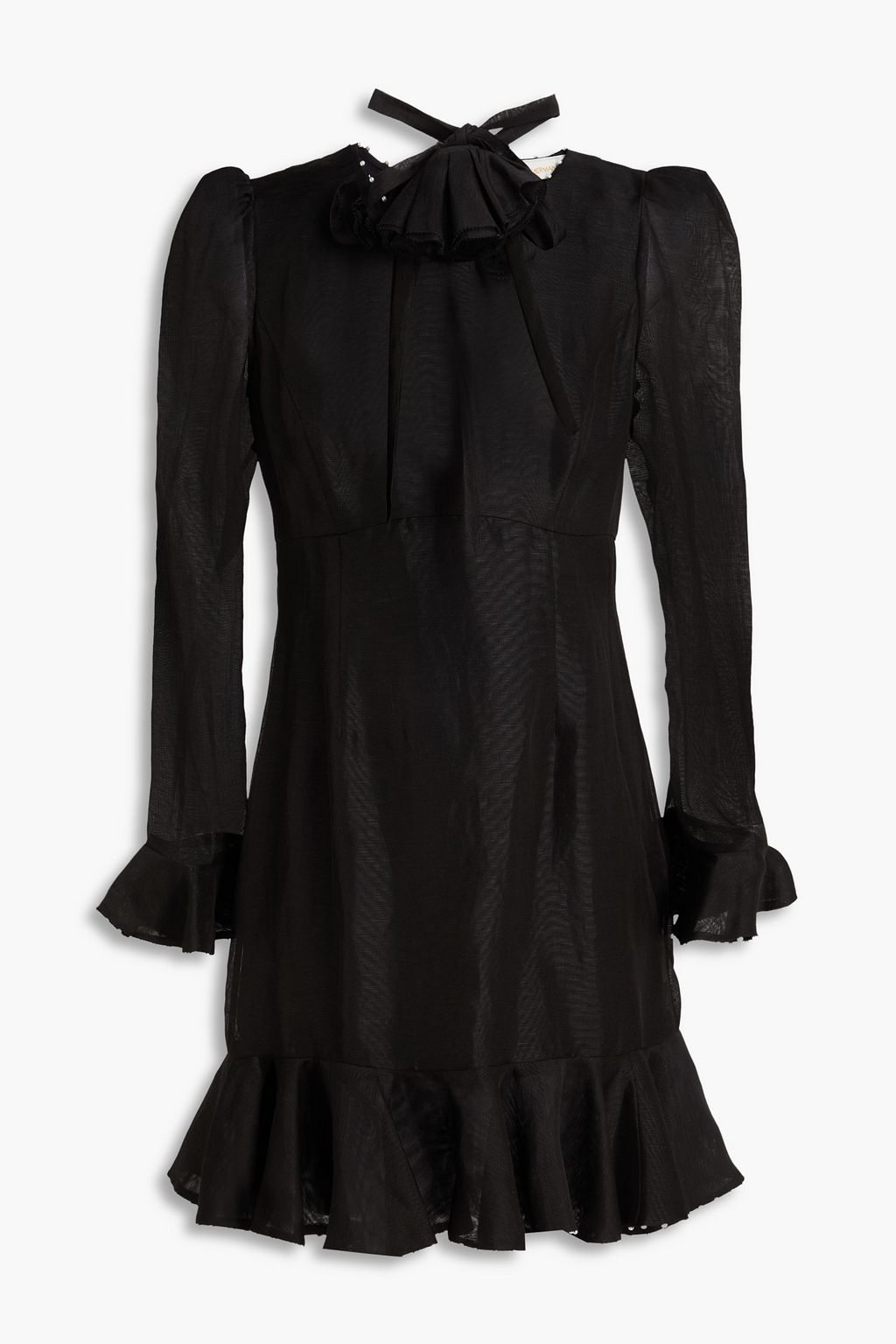 ZIMMERMANN Ruffled embellished linen and silk blend-gauze mini dress | THE  OUTNET