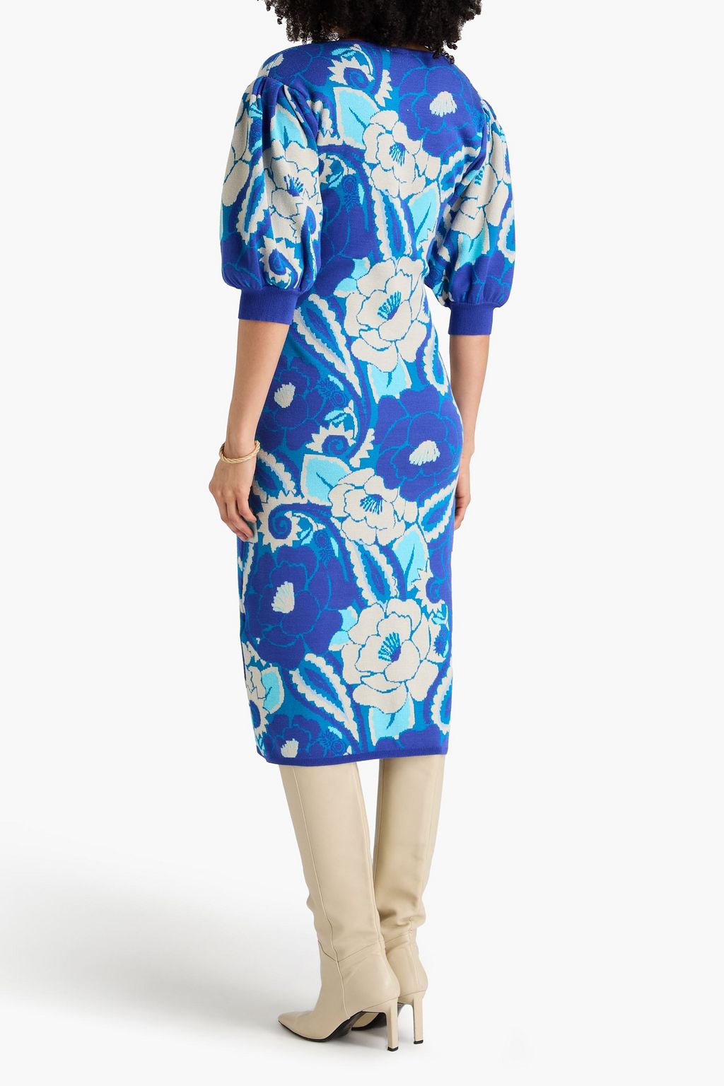 farm rio knit midi dress FARM RIO Jacquard-knit midi dress