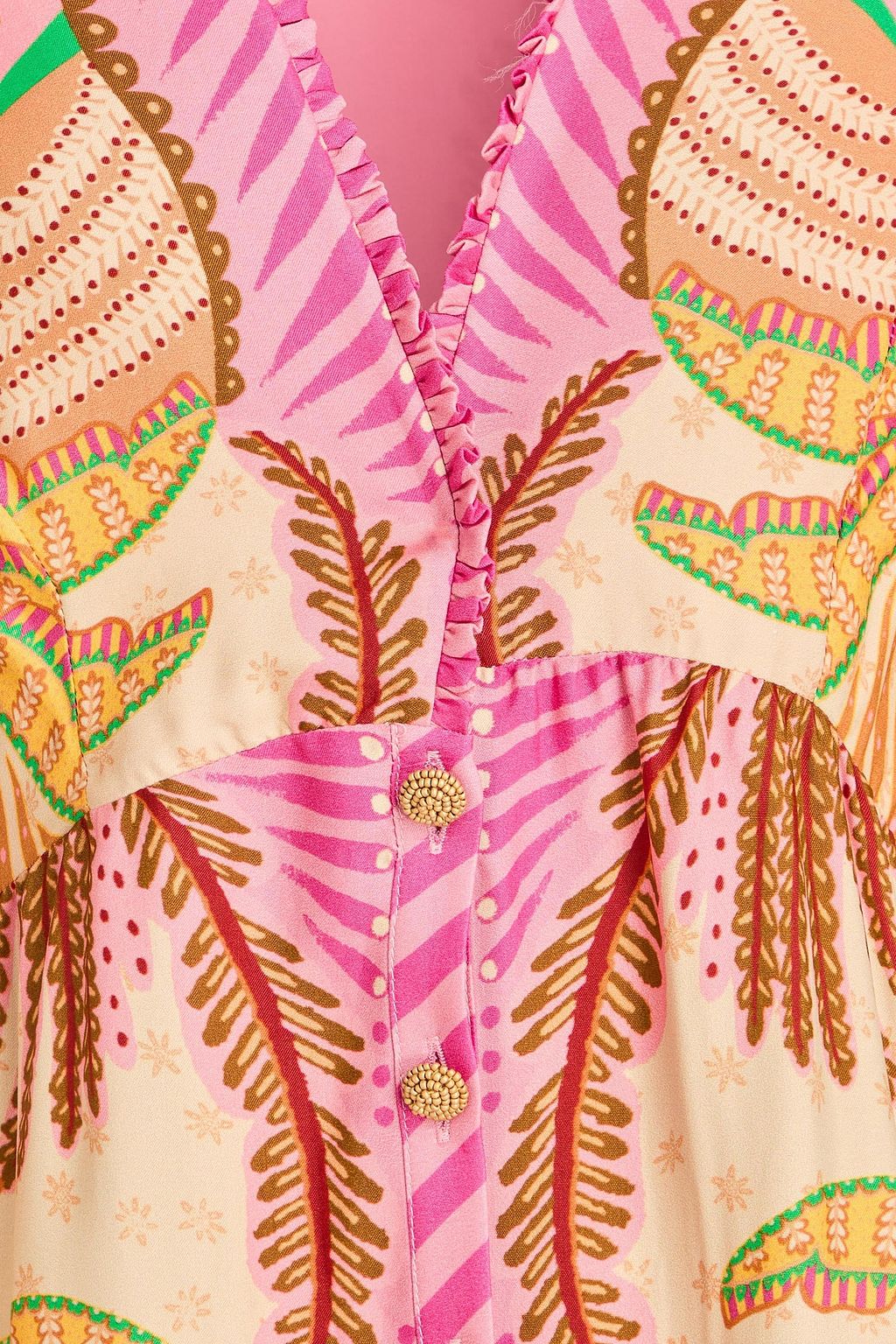 FARM RIO Ruffled printed satin-twill mini dress | THE OUTNET