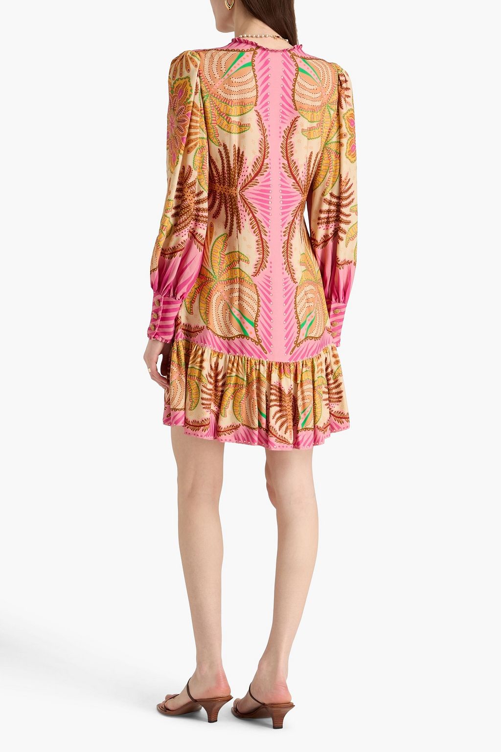 FARM RIO Ruffled printed satin-twill mini dress | THE OUTNET