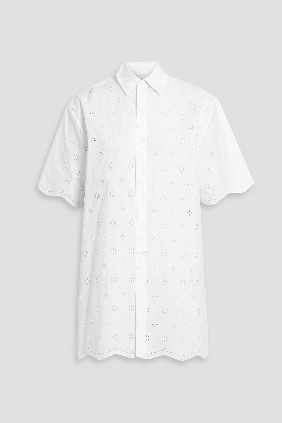 Matteau Broderie Anglaise Cotton Mini Shirt Dress In White