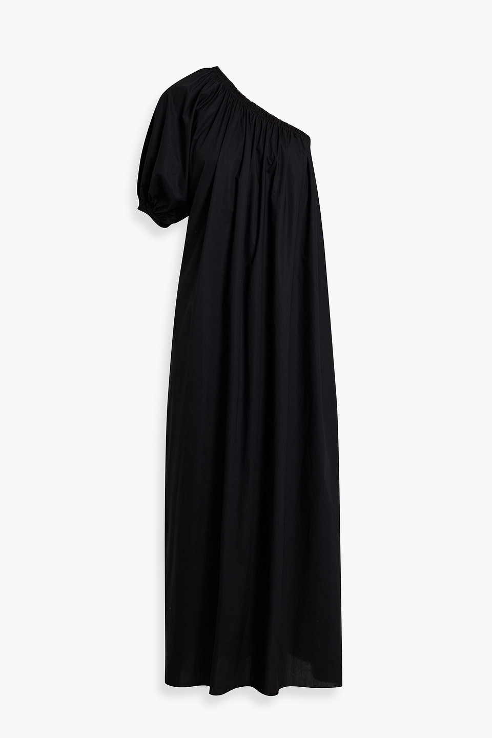 Matteau One-shoulder Cotton-poplin Maxi Dress In Black
