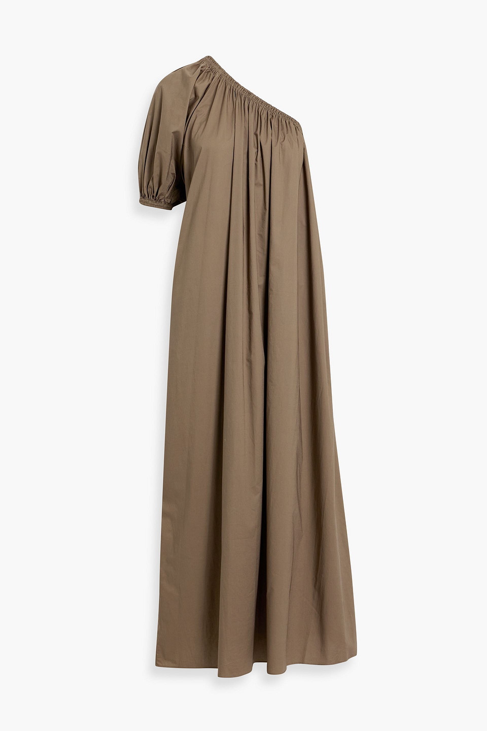 Matteau One-shoulder Cotton-poplin Maxi Dress In Brown