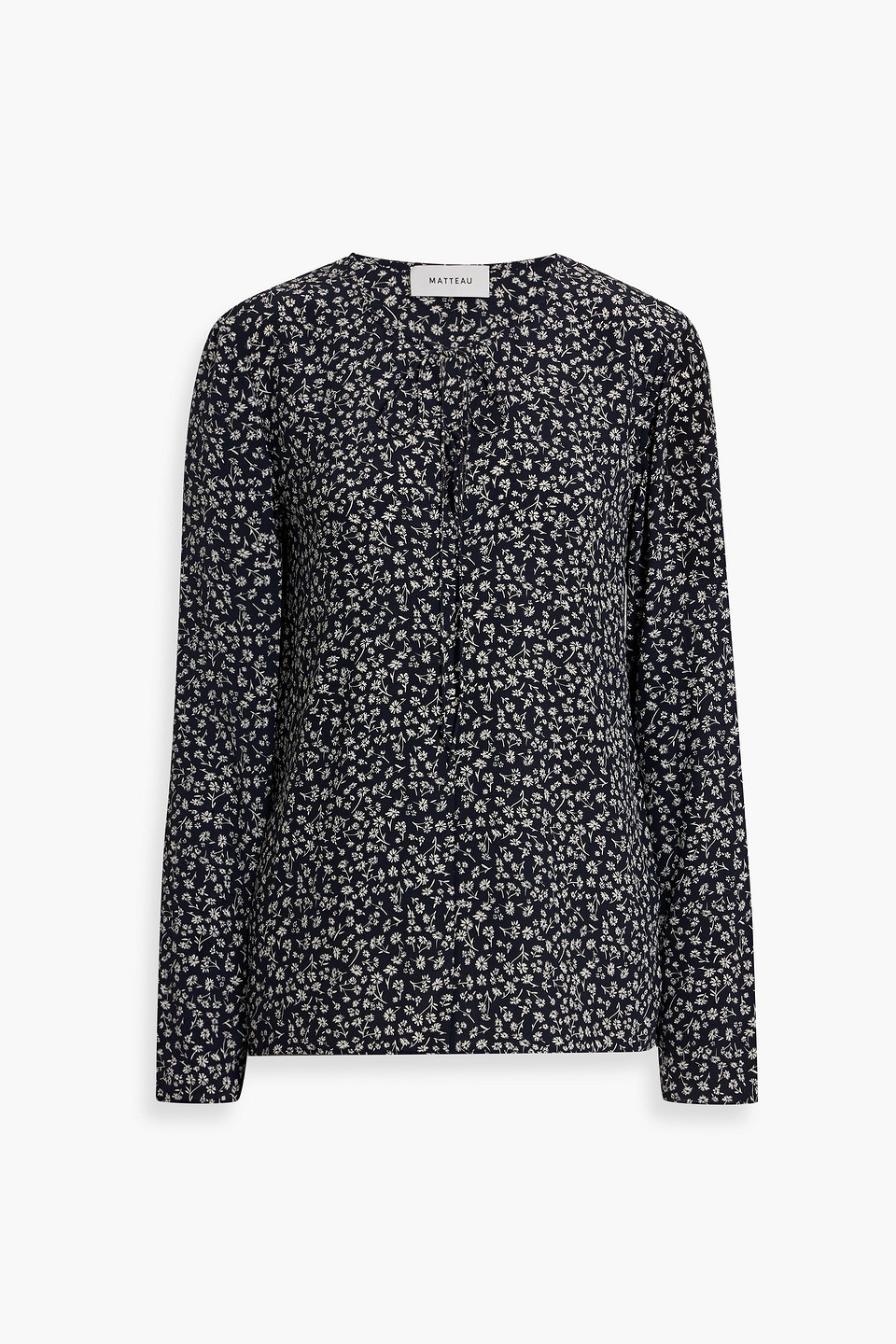 Matteau Floral-print Silk Crepe De Chine Blouse In Gray